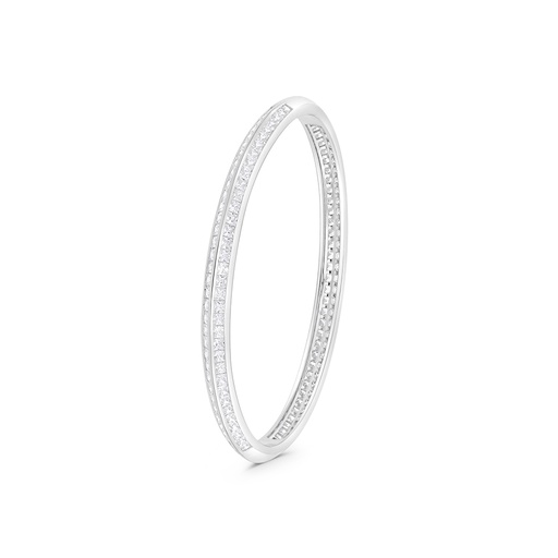 [BNG01WCZ00000A077] Sterling Silver 925 Bangle Rhodium Plated Embedded With White CZ