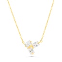 Sterling Silver 925 Necklace Gold Plated Embedded With White CZ