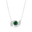 Sterling Silver 925 Necklace Rhodium Plated Embedded With Emerald Zircon And White CZ