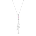 Sterling Silver 925 Necklace Rhodium Plated Embedded With pink Zircon And White CZ