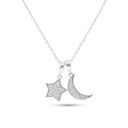 Sterling Silver 925 Necklace Rhodium Plated Embedded With White CZ