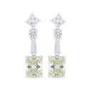 Sterling Silver 925 Earring Rhodium Plated Embedded With Yellow Zircon And White CZ