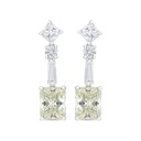 Sterling Silver 925 Earring Rhodium Plated Embedded With Yellow Zircon And White CZ