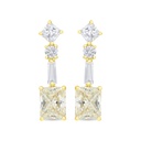 Sterling Silver 925 Earring Gold Plated Embedded With Yellow Zircon And White CZ