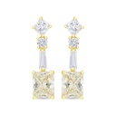 Sterling Silver 925 Earring Gold Plated Embedded With Yellow Zircon And White CZ