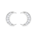 Sterling Silver 925 Earring Rhodium Plated Embedded With White CZ