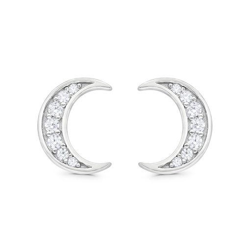 [EAR01WCZ00000C165] Sterling Silver 925 Earring Rhodium Plated Embedded With White CZ