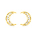 Sterling Silver 925 Earring Gold Plated Embedded With White CZ