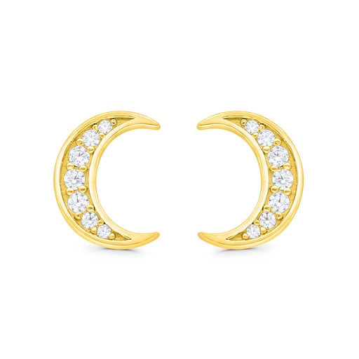 [EAR02WCZ00000C165] Sterling Silver 925 Earring Gold Plated Embedded With White CZ