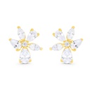 Sterling Silver 925 Earring Gold Plated Embedded With White CZ