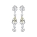 Sterling Silver 925 Earring Rhodium Plated Embedded With Yellow Zircon And White CZ