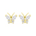 Sterling Silver 925 Earring Gold Plated Embedded With White CZ