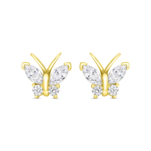 [EAR02WCZ00000C171] Sterling Silver 925 Earring Gold Plated Embedded With White CZ