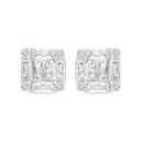 Sterling Silver 925 Earring Rhodium Plated Embedded With White CZ