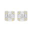 Sterling Silver 925 Earring Gold Plated Embedded With White CZ