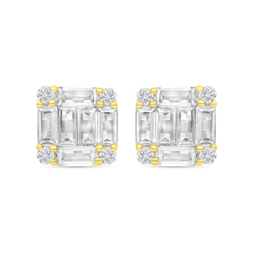 [EAR02WCZ00000C172] Sterling Silver 925 Earring Gold Plated Embedded With White CZ