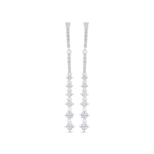 [EAR01WCZ00000C173] Sterling Silver 925 Earring Rhodium Plated Embedded With White CZ