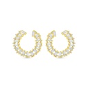 Sterling Silver 925 Earring Gold Plated Embedded With White CZ