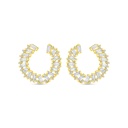 Sterling Silver 925 Earring Gold Plated Embedded With White CZ