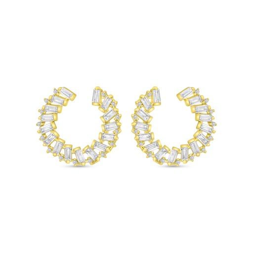 [EAR02WCZ00000C174] Sterling Silver 925 Earring Gold Plated Embedded With White CZ