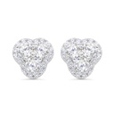 Sterling Silver 925 Earring Rhodium Plated Embedded With White CZ