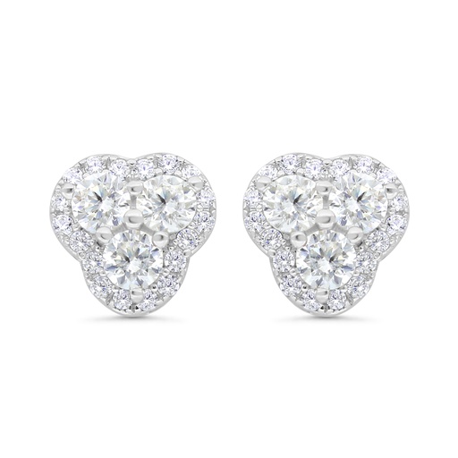 [EAR01CIT00WCZC176] Sterling Silver 925 Earring Rhodium Plated Embedded With Yellow Zircon And White CZ