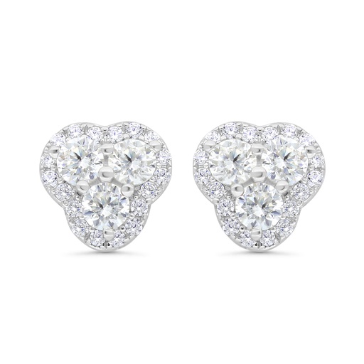 [EAR01CIT00WCZC176] Sterling Silver 925 Earring Rhodium Plated Embedded With Yellow Zircon And White CZ