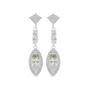 Sterling Silver 925 Earring Rhodium Plated Embedded With Yellow Zircon And White CZ