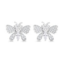 Sterling Silver 925 Earring Rhodium Plated Embedded With White CZ