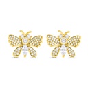 Sterling Silver 925 Earring Gold Plated Embedded With White CZ