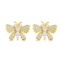 Sterling Silver 925 Earring Gold Plated Embedded With White CZ