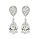 Sterling Silver 925 Earring Rhodium Plated Embedded With Yellow Zircon And White CZ