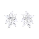 Sterling Silver 925 Earring Rhodium Plated Embedded With White CZ