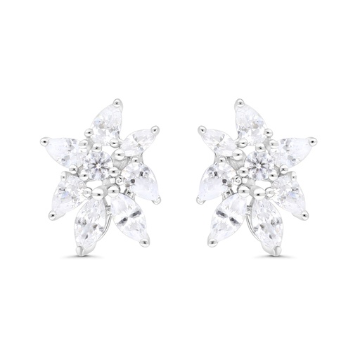 [EAR01WCZ00000C182] Sterling Silver 925 Earring Rhodium Plated Embedded With White CZ