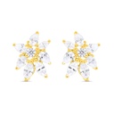 Sterling Silver 925 Earring Gold Plated Embedded With White CZ