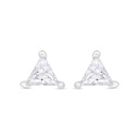 Sterling Silver 925 Earring Rhodium Plated Embedded With White CZ