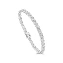 Sterling Silver 925 Bracelet Rhodium Plated Embedded With White CZ 