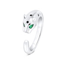 Sterling Silver 925 Ring Rhodium Plated Embedded With Emerald Zircon