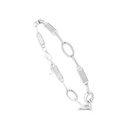 Sterling Silver 925 Bracelet Rhodium Plated Embedded With White CZ 