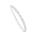 Sterling Silver 925 Bracelet Rhodium Plated Embedded With Pink Zircon And White CZ 19 CM