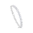 Sterling Silver 925 Bracelet Rhodium Plated Embedded With White CZ 19 CM