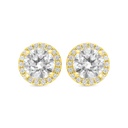 Sterling Silver 925 Earring Gold Plated Embedded With Yellow Zircon And White CZ