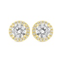 Sterling Silver 925 Earring Gold Plated Embedded With Yellow Zircon And White CZ