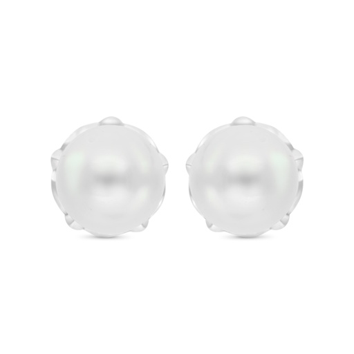 [EAR01PRL00WCZC191] Sterling Silver 925 Earring Rhodium Plated Embedded With White Shell Pearl And White CZ