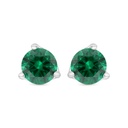 Sterling Silver 925 Earring Rhodium Plated Embedded With Emerald Zircon 