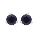 Sterling Silver 925 Earring Rhodium Plated Embedded With Sapphire Corundum 