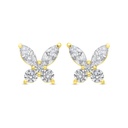Sterling Silver 925 Earring Golden Plated Embedded With White CZ