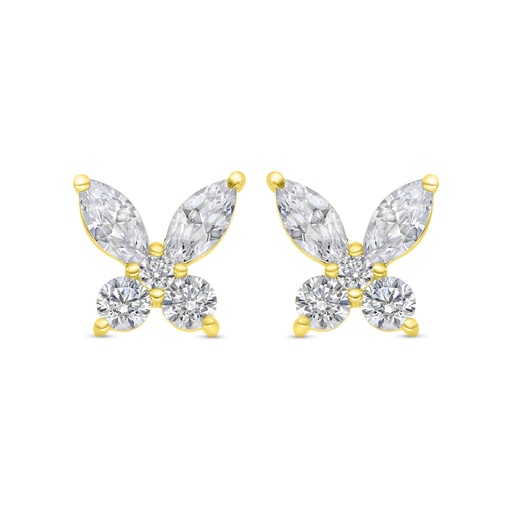 [EAR02WCZ00000C196] Sterling Silver 925 Earring Golden Plated Embedded With White CZ