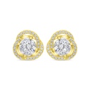 Sterling Silver 925 Earring Gold Plated Embedded With Yellow Zircon And White CZ