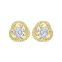 Sterling Silver 925 Earring Gold Plated Embedded With Yellow Zircon And White CZ